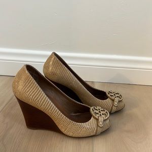 Tory Burch nude heel wedges